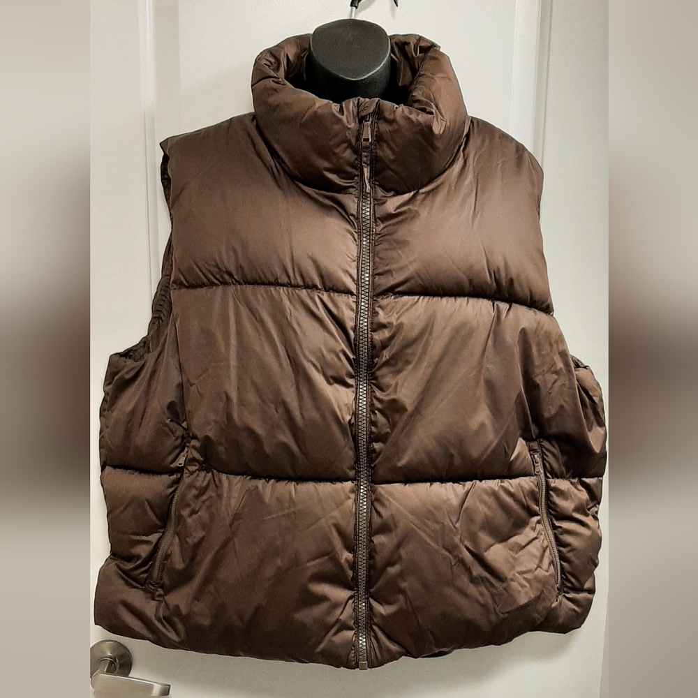 Old Navy Winter Puffer Vest Jacket Women's XXL Chocolate Brown Ladies Vest